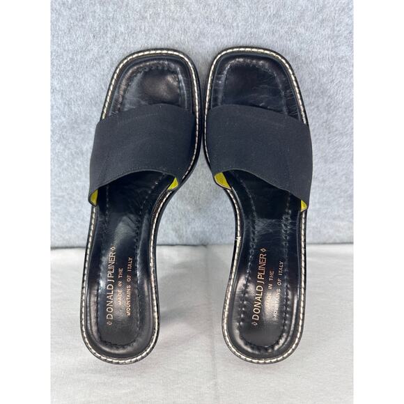Donald J Pliner Women's sz 7.5 N Ronny Black Leather Slip On Square Toe 90s Y2K - Picture 5 of 11